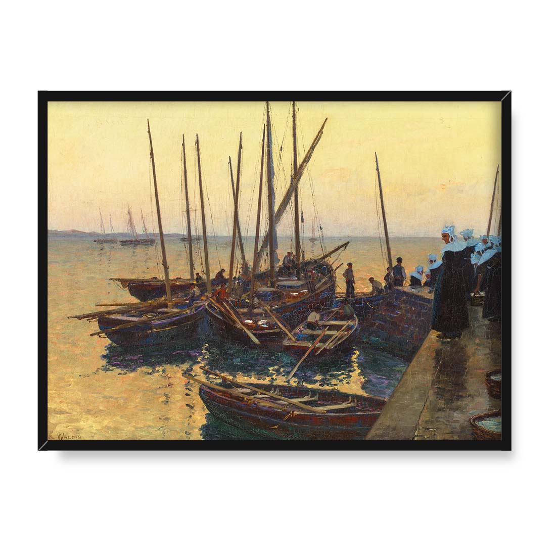 Lionel Walden Łodzie rybackie przy nabrzeżu 40x30 w RAMIE