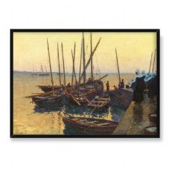 Lionel Walden Łodzie rybackie przy nabrzeżu 70×50