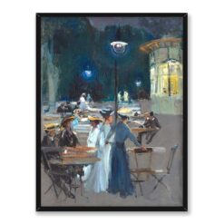Ludwik de Laveaux Paryska kawiarnia nocą 30×40