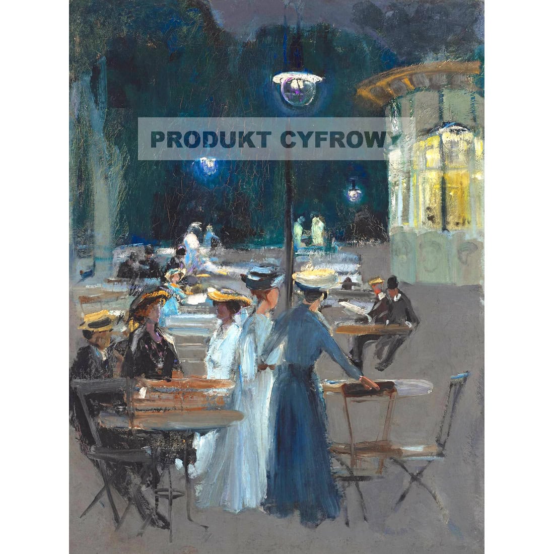 Ludwik de Laveaux Paryska kawiarnia nocą — produkt cyfrowy do pobrania