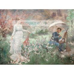 Marie Bracquemond Malarz i jego modelka w kwitnącym ogrodzie — produkt cyfrowy do pobrania