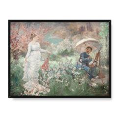 Marie Bracquemond Malarz i jego modelka w kwitnącym ogrodzie 40×30