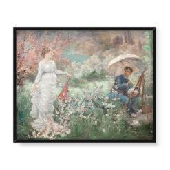 Marie Bracquemond Malarz i jego modelka w kwitnącym ogrodzie 50×40