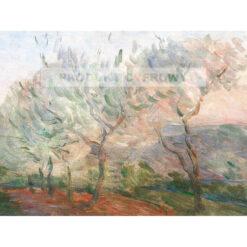 Marie Bracquemond Pejzaż z drzewami o zachodzie słońca — produkt cyfrowy do pobrania