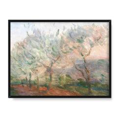 Marie Bracquemond Pejzaż z drzewami o zachodzie słońca 40×30