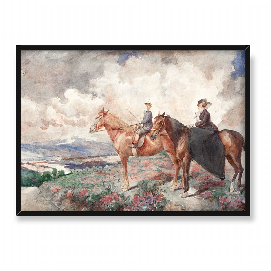 Marie Bracquemond Pierre i Louise Bracquemond na przejażdżce konnej na Mont-Dore 70x50