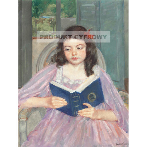 Mary Cassatt Francoise czytająca na krześle z okrągłym oparciem — produkt cyfrowy do pobrania
