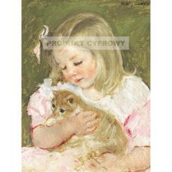 Mary Cassatt Sara trzymająca kota — produkt cyfrowy do pobrania