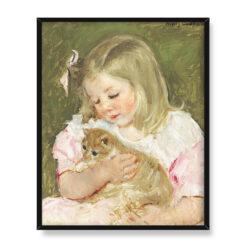 Mary Cassatt Sara trzymająca kota 40×50