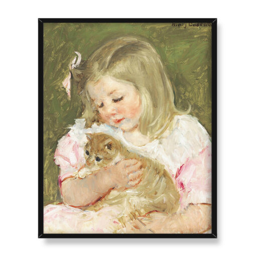 Mary Cassatt Sara trzymająca kota 40x50 w RAMIE