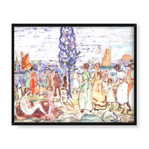 Maurice Prendergast Plaża z niebieskim drzewem 50x40 w RAMIE