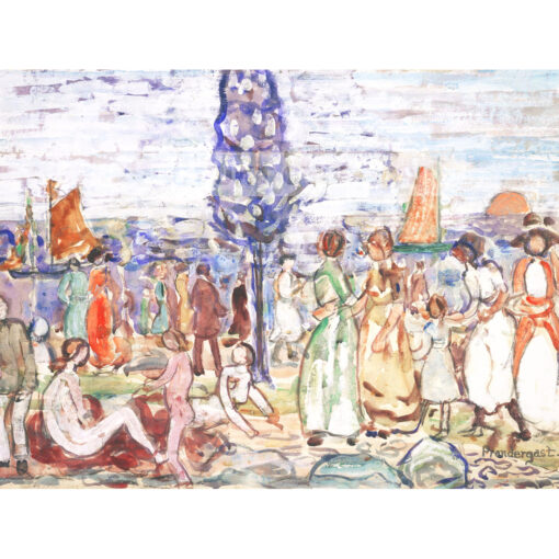Maurice Prendergast Plaża z niebieskim drzewem — produkt cyfrowy do pobrania
