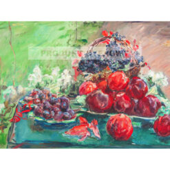 Max Slevogt Martwa natura z jabłkami, winogronami i śliwkami — produkt cyfrowy do pobrania