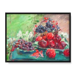 Max Slevogt Martwa natura z jabłkami, winogronami i śliwkami 40×30