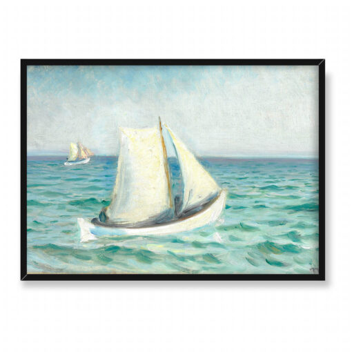 Michael Ancher Białe łodzie na morzu w słonecznym Skagen 70x50