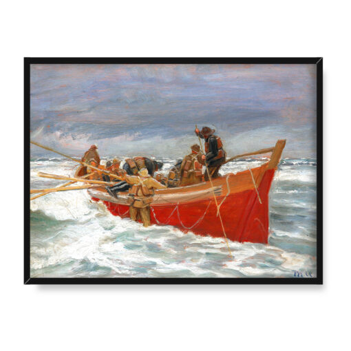 Michael Ancher Czerwona łódź ratunkowa wypływa 40x30 w RAMIE