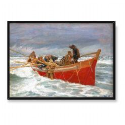 Michael Ancher Czerwona łódź ratunkowa wypływa 70×50