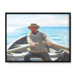 Michael Ancher Rybak za sterami 40×30