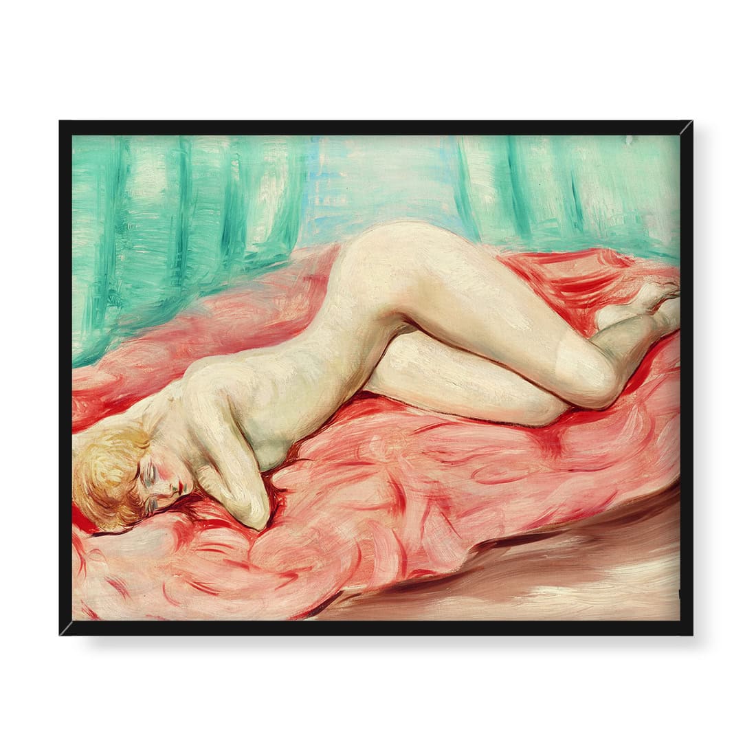 Moise Kisling Akt leżący na niebieskiej kanapie 50x40 w RAMIE