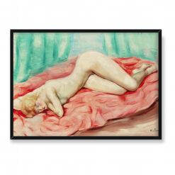 Moise Kisling Akt leżący na niebieskiej kanapie 70×50
