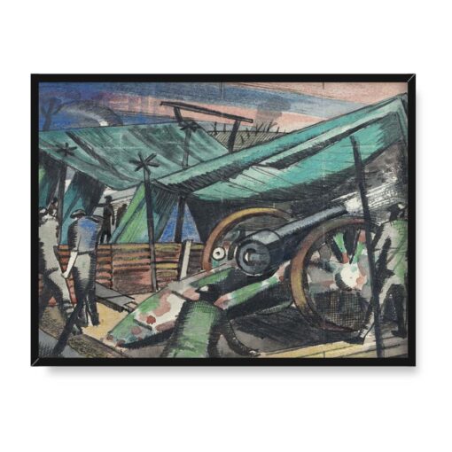 Paul Nash A Howitzer Firing Studium 40x30