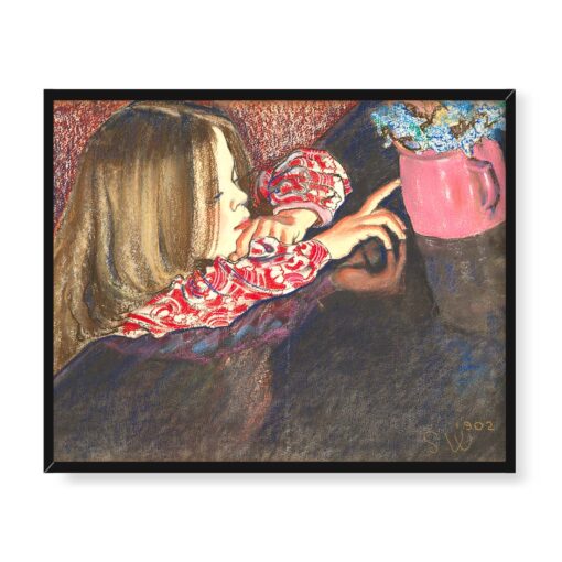 Stanisław Wyspiański Dziewczynka z wazonem z kwiatami 50x40