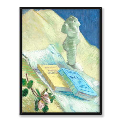 Vincent van Gogh Martwa natura z gipsową statuetką róży i dwiema powieściami 30x40 w RAMIE