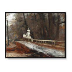 Władysław Podkowiński Most z pomnikiem Sobieskiego na Agrykoli 40×30