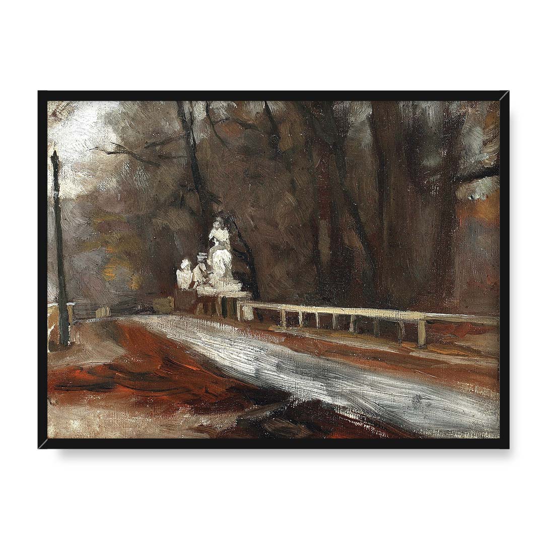 Władysław Podkowiński Most z pomnikiem Sobieskiego na Agrykoli 40x30 w RAMIE