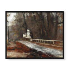 Władysław Podkowiński Most z pomnikiem Sobieskiego na Agrykoli 50×40