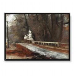 Władysław Podkowiński Most z pomnikiem Sobieskiego na Agrykoli 70×50