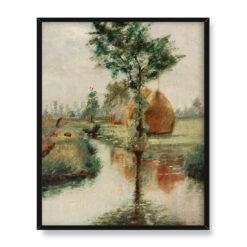 Władysław Podkowiński Stogi siana nad strumieniem 40×50