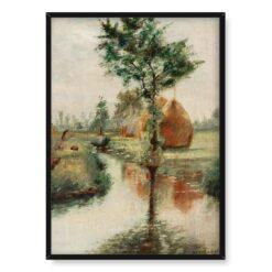 Władysław Podkowiński Stogi siana nad strumieniem 50×70