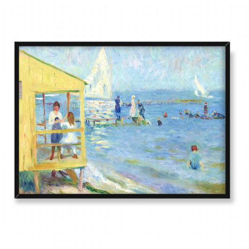 William James Glackens Żółta łaźnia i żaglówka Bellport Long Island 70x50