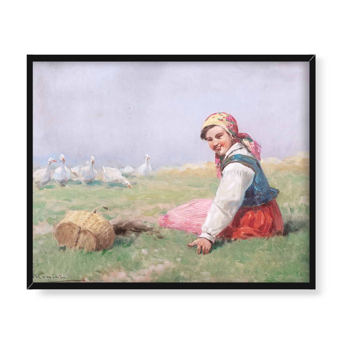 Adam Setkowicz Dziewczyna na łące 50x40 w RAMIE