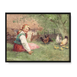 Adam Setkowicz Dziewczynka z kurami 30×40