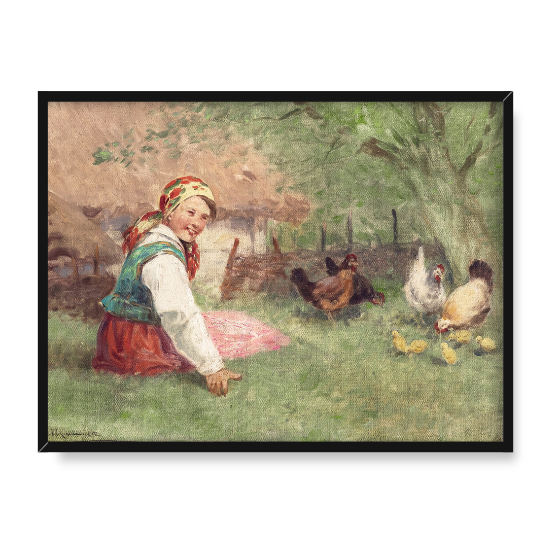 Adam Setkowicz Dziewczynka z kurami 30x40