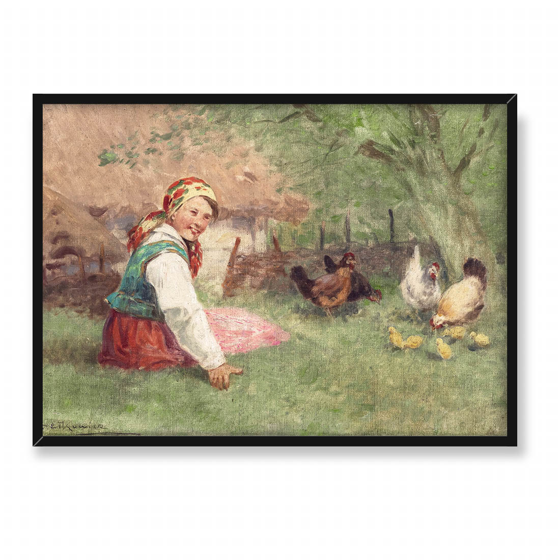Adam Setkowicz Dziewczynka z kurami 70x50