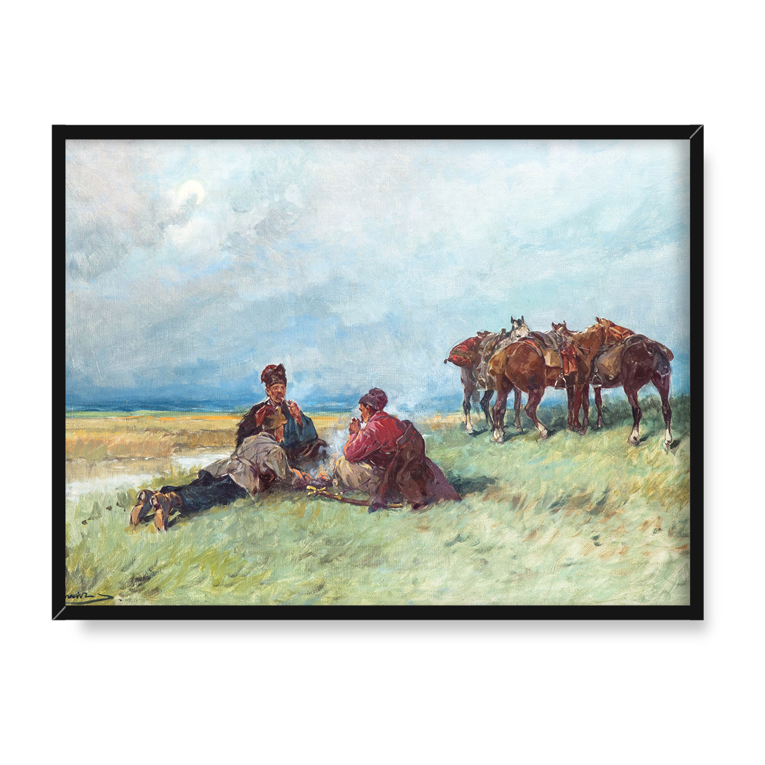 Adam Setkowicz Kozacy na stepie 30x40