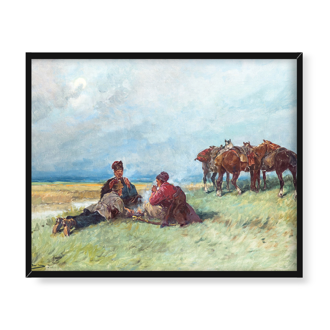 Adam Setkowicz Kozacy na stepie 50x40