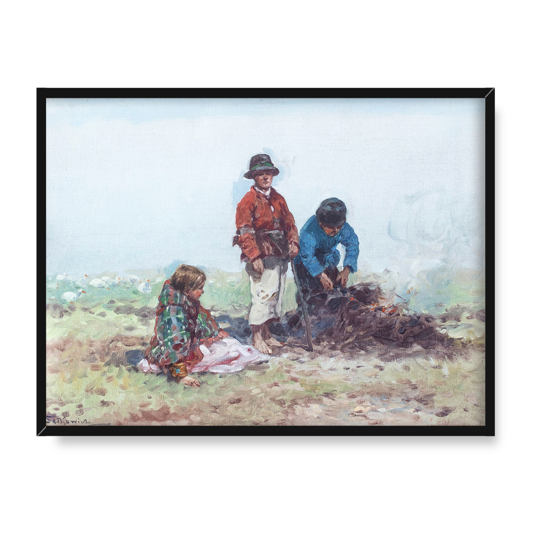 Adam Setkowicz Przy ognisku 30x40