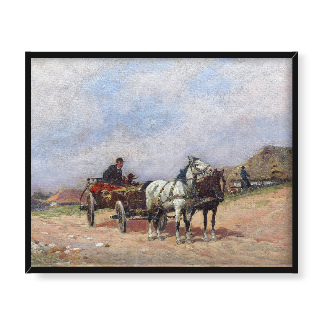 Adam Setkowicz Wóz na wiejskiej drodze 50x40 w RAMIE