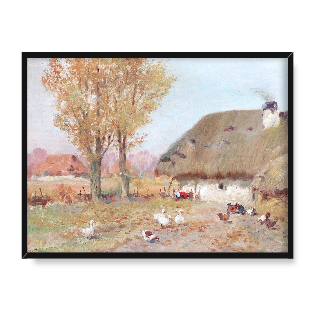 Adam Setkowicz Zagroda z kurami 30x40 w RAMIE