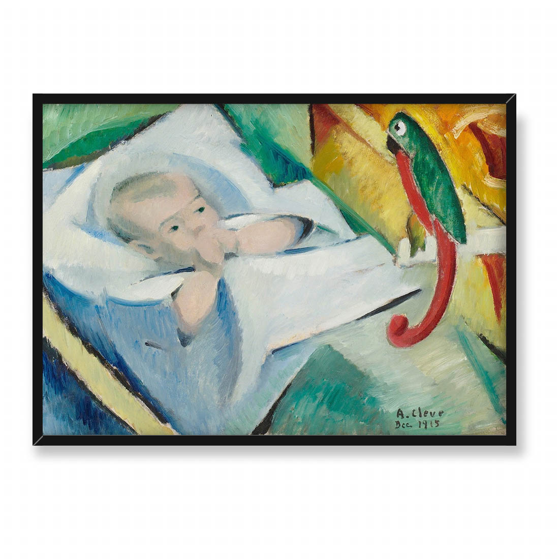 Agnes Cleve-Jonand Mały chłopiec z papugą 70x50