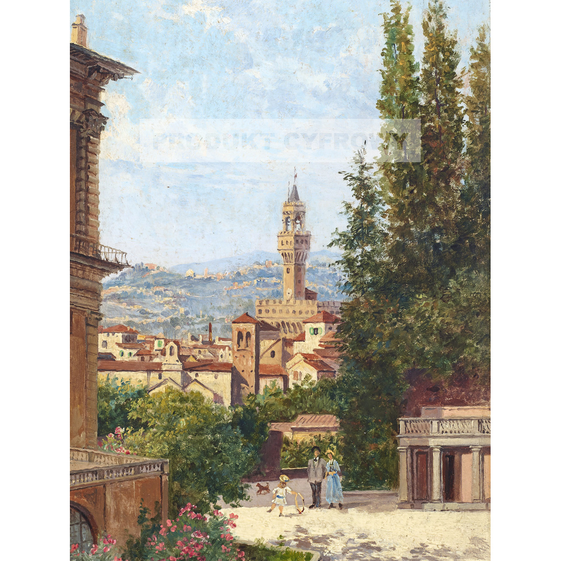 Antonietta Brandeis Widok na Palazzo Vecchio z ogrodu Boboli — produkt cyfrowy do pobrania