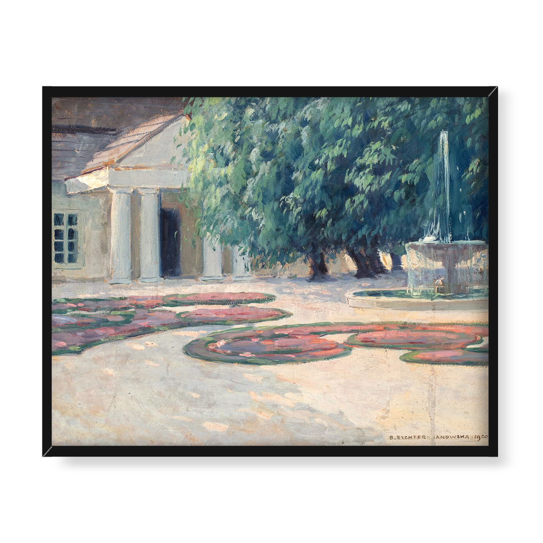 Bronisława Rychter-Janowska Dworek z fontanną 50x40 w RAMIE