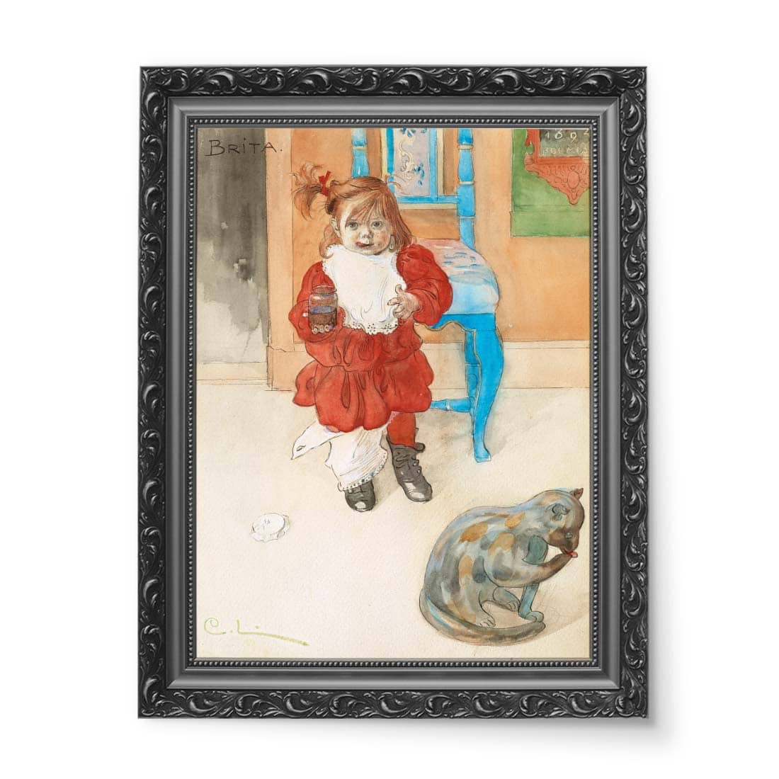 Carl Larsson Brita i kot wydruk na płótnie 50x70