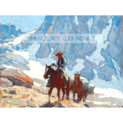 Edgar Payne Jeździec i koń juczny w górach Sierra Nevada — produkt cyfrowy do pobrania