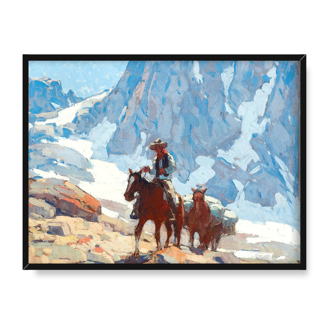 Edgar Payne Jeździec i koń juczny w górach Sierra Nevada 30x40 w RAMIE