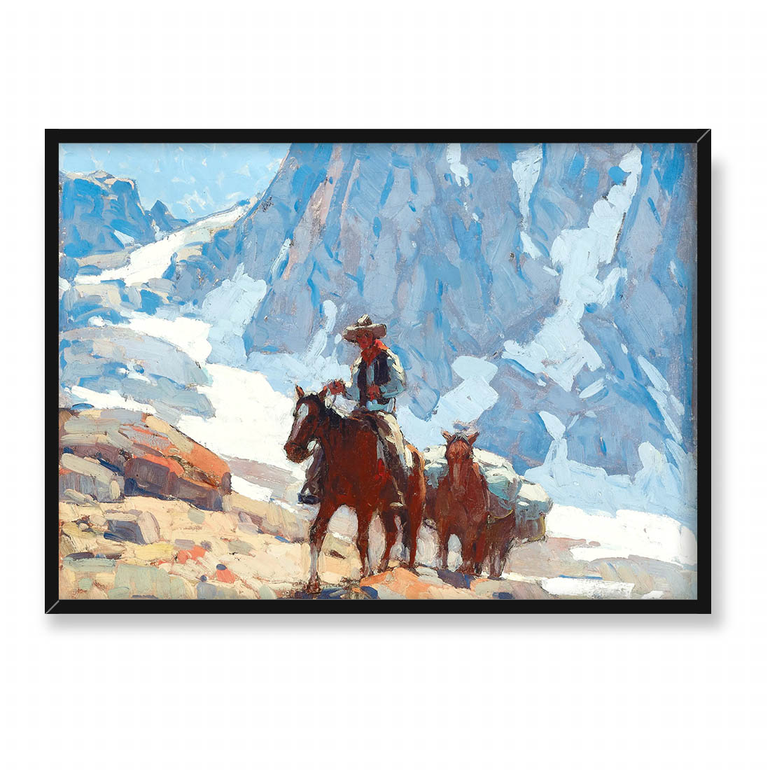 Edgar Payne Jeździec i koń juczny w górach Sierra Nevada 70x50